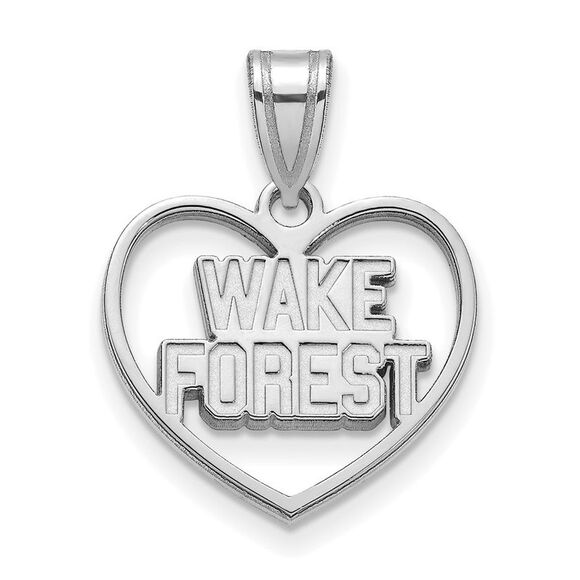 Sterling Silver Wake Forest U. Logo Heart Pendant - Picture 1 of 5